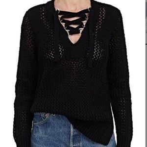 NWT Derek Lam 10 Crosby Lace-up Black Sweater